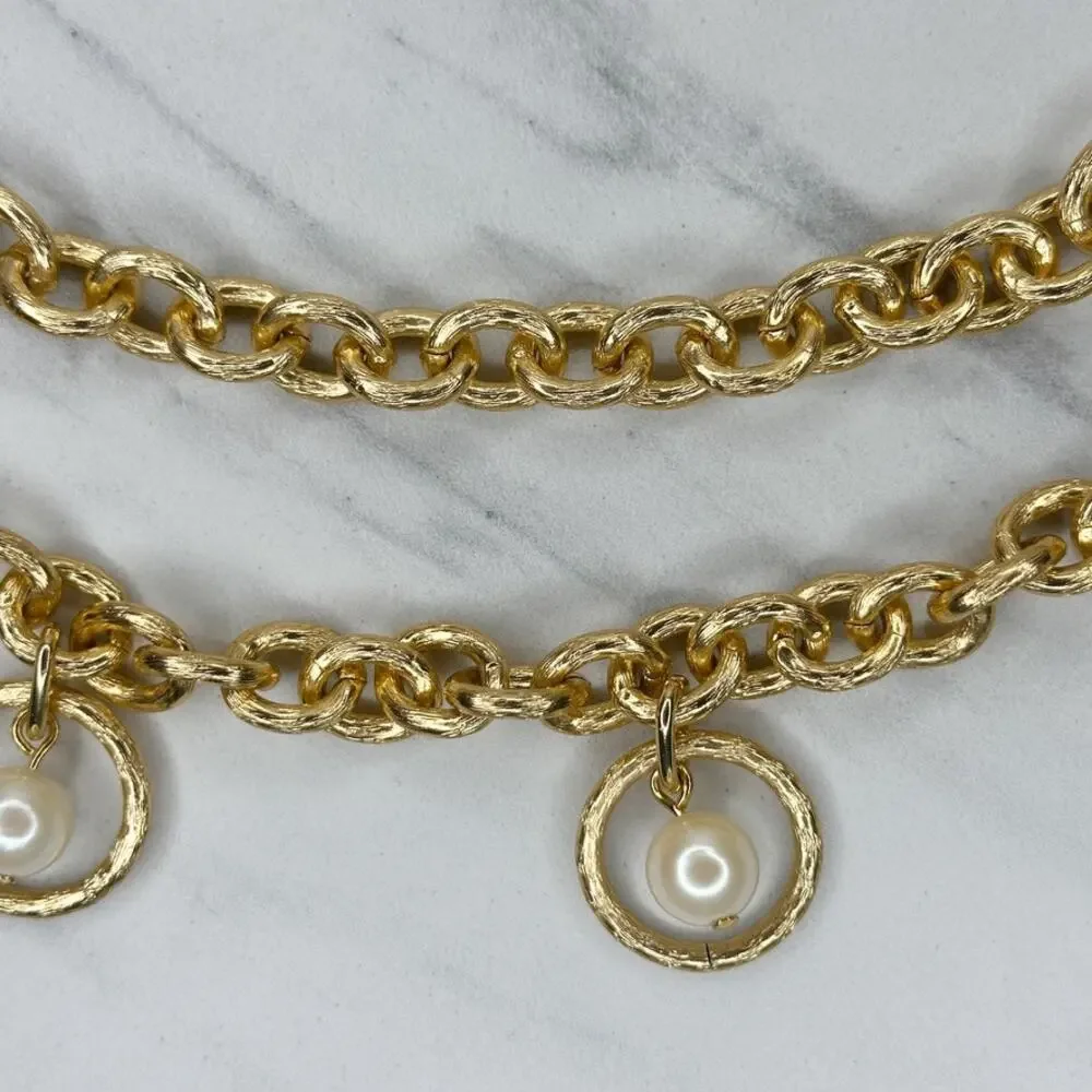 Draped Faux Pearl Gold Chain Belt Small/Medium (S/M) ✨